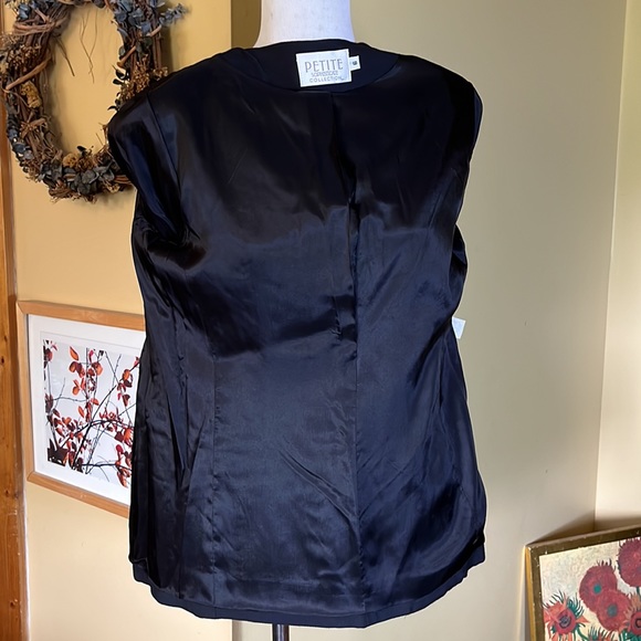 Vtg PETITE SOPHISTICATE COLLECTION Size 6 V-Neck 3-Button Blazer Black Career - Picture 9 of 15